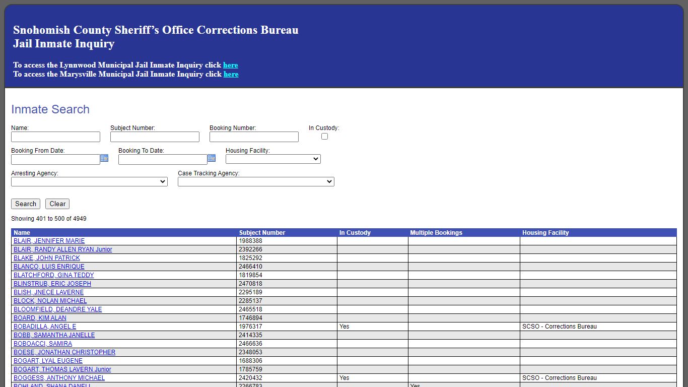 Inmate Search - Snohomish County, Washington - Jail Register
